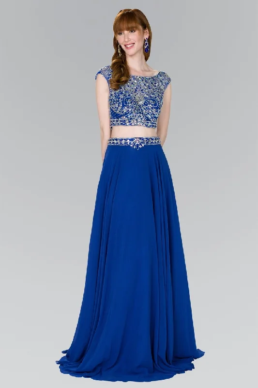 New Season Fashion Preview Sale Elizabeth K - GL2422 Cap Sleeve Crystal Ornate Two-Piece Chiffon Gown