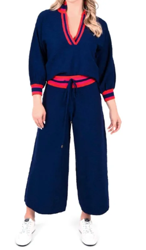 Eclectic Fashion Teddy Trouser In Bleu Mono