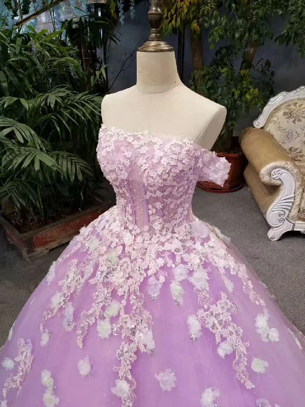 Clearance Sale, All Cheap New Arrival Floral Wedding Dresses A-Line Floor Length Lace Up Off The Shoulder Ball Gown With Beads And Appliques Y1090