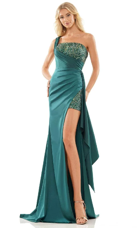 Online Clothing Boutiques Colors Dress 2865 - One-Sleeve Embellished Prom Gown