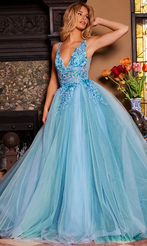 Unbeatable Deals Jovani Tulle Prom Ball Gown with Floral Embroidery