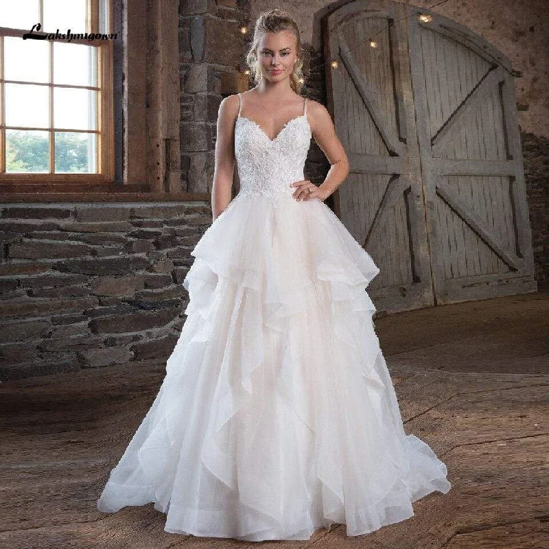 Trendy Outfits For Ladies Roycebridal Princess A Line Organza Wedding Dress Spaghetti Straps