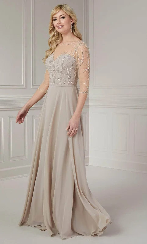 Exclusive Deals Online Christina Wu Elegance 17139 - Quarter Sleeve V-Back Evening Gown