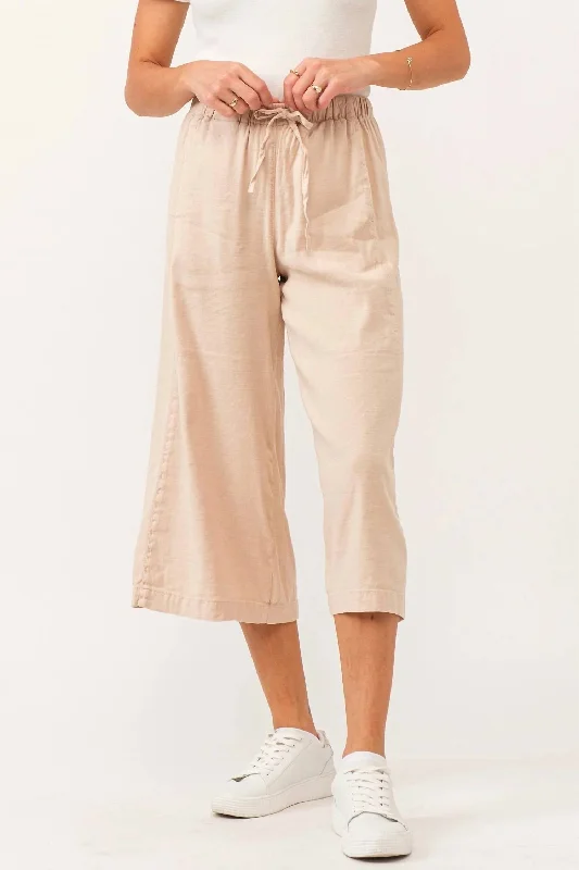 Women Apparel Elina Super High Rise Cropped Wide Leg Pant In Peach Flash Linen