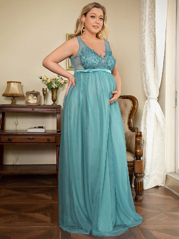 Premium Fabrics Plus Size Sultry Sleeveless Long Wholesale Maxi Dress for Pregnant Women