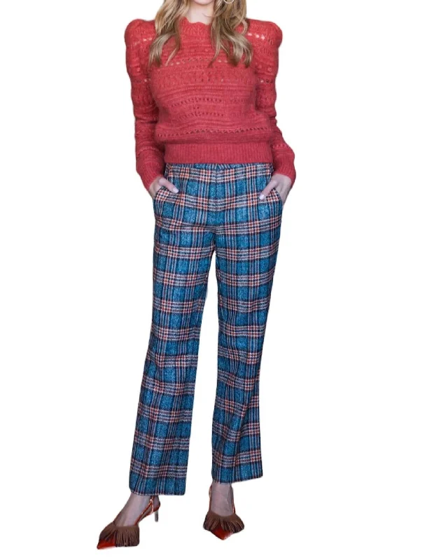 Trendy Outfits For Ladies Plaid Pants In Mountain Blue