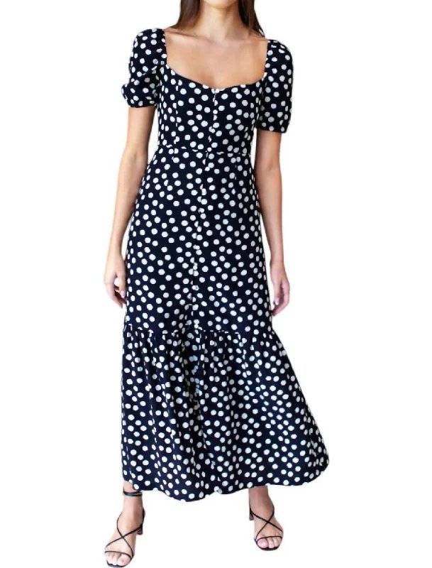 The Good Stuff Luie Maxi Dress In Handpainted Dots Black