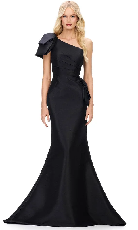 Edgy Fashion Ashley Lauren 11722 - Asymmetric Neck Peplum Evening Gown