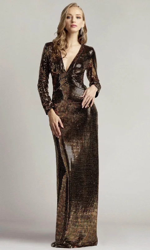 Fast Fashion Favorites Tadashi Shoji SCAP23636L - Long Sleeve Sequined Disco Gown