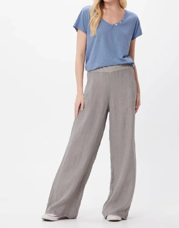 Summer Sale Sultan Linen Palazzo Pants In Light Grey