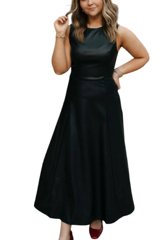 Sale On Clothing Sleeveless Faux Leather Maxi Dress In Black