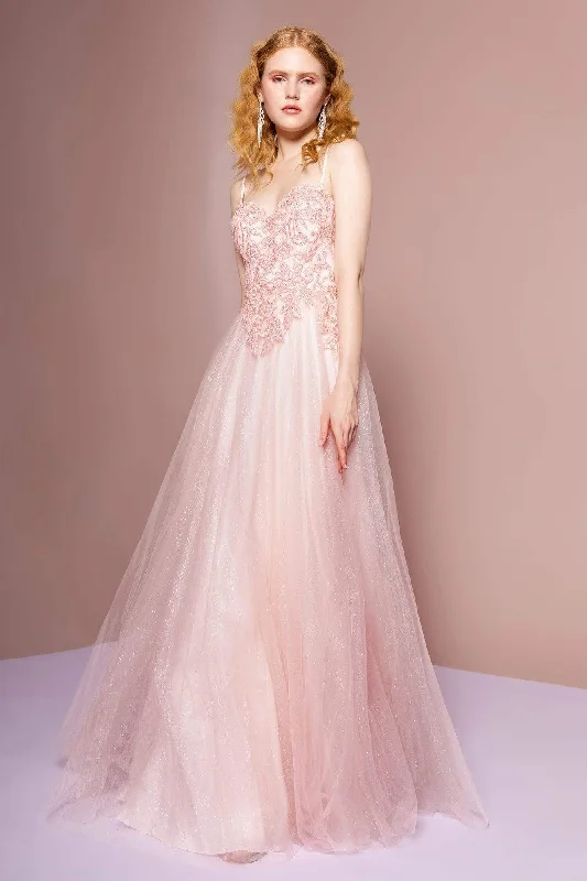 Bid Farewell To The Old Season Elizabeth K - GL2694 Embroidered Bodice Glitter A-Line Gown