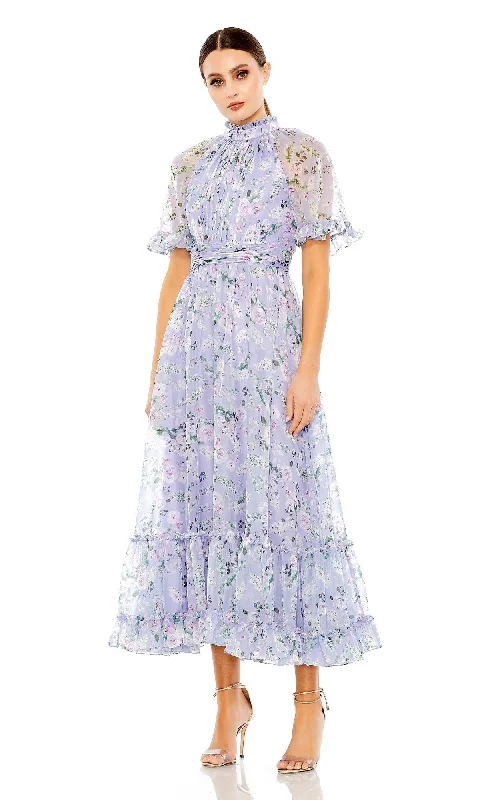 Trendy Women’s Apparel for All Seasons Lilac Floral Print Formal Dress: Mac Duggal 68259