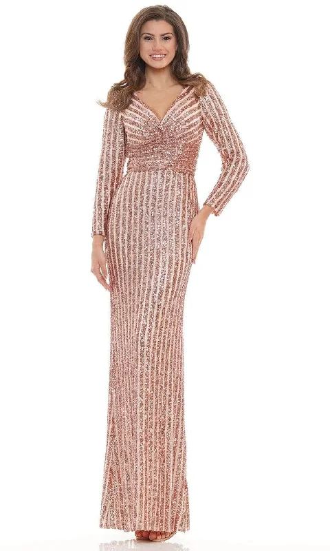 Vintage Fashion Colors Dress - Stripe Sequin Evening Gown G1042SL