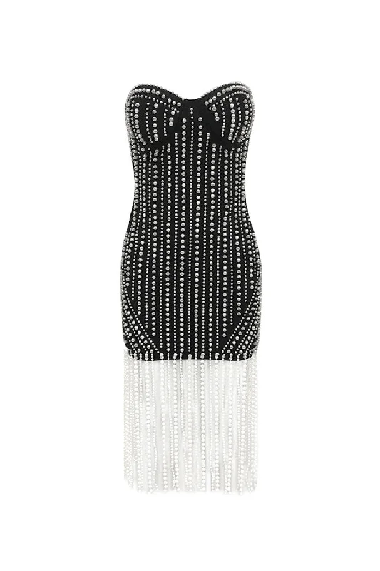 Huge Discounts This Week Opulent Sweetheart Strapless Faux Pearl Fringe Sheath Bandage Party Mini Dress