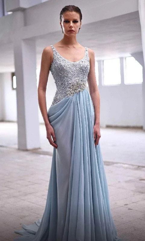 High End Designer Brands Discount MNM COUTURE M0081 - Scoop Back Prom Gown