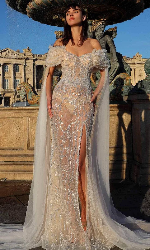 Discover Now MNM Couture K4034 - Off Shoulder Beaded Evening Gown