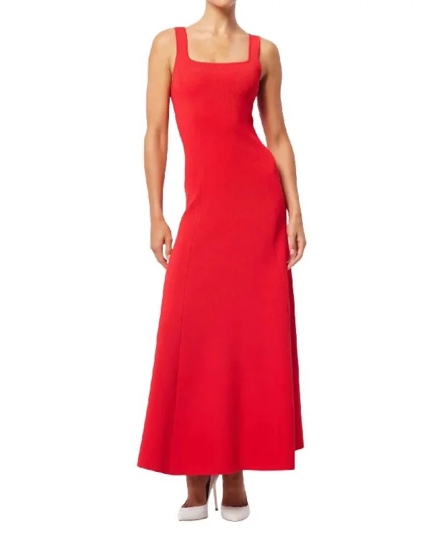 Preppy Style Monaco Maxi Dress In Red