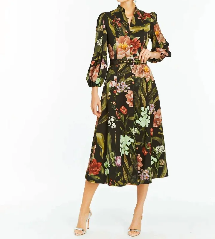 Clothing Online Valencia Midi Dress In Multi Black