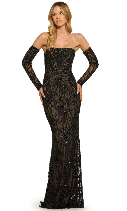 Sale Clearance Sherri Hill 55538 - Arm Sleeve Detachable Strapless Evening Gown