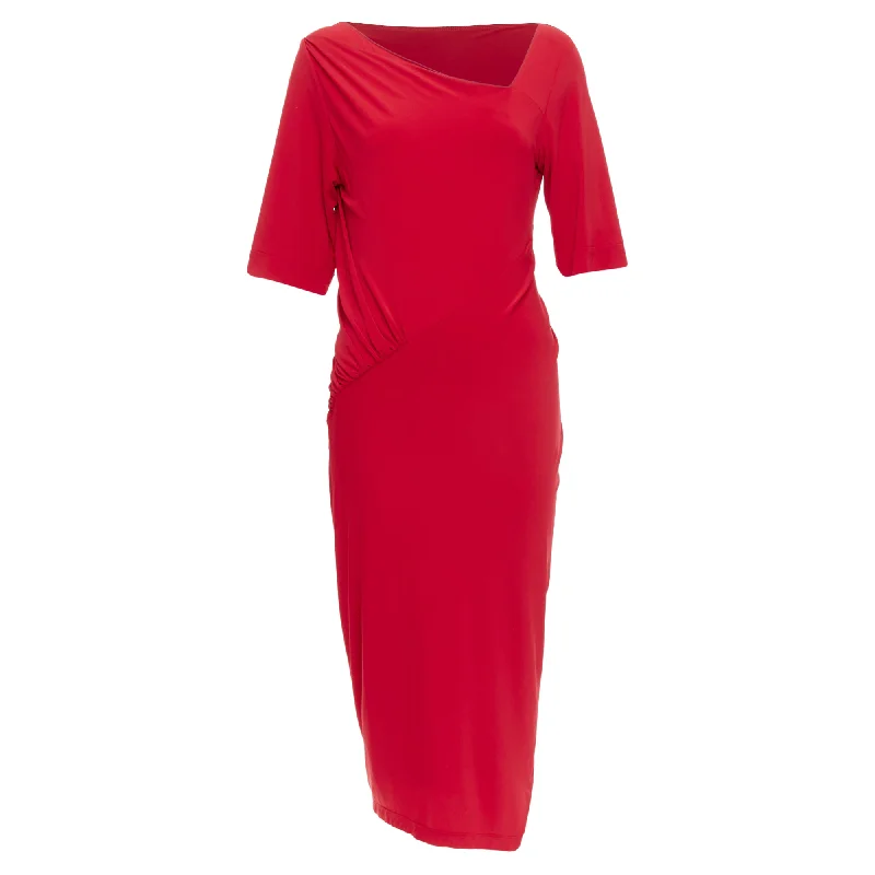 Gift Ideas Donna Karan Asymmetric Neck Tuck Draped Midi Dress