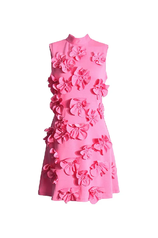 Exclusive Online Sale Celebrity Bow Tie Neck Rosette Sleeveless A Line Crepe Party Mini Dress