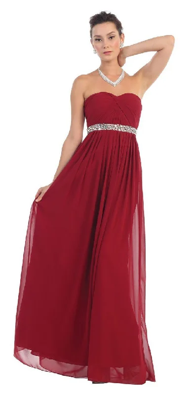 Additional Time-Limited Offers May Queen - Strapless Bejeweled A-Line Gown MQ-1169