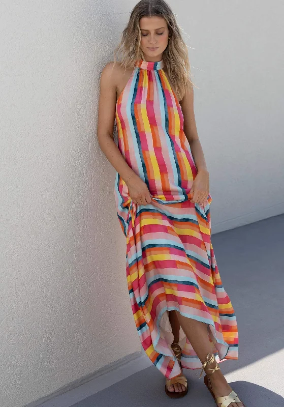 Clearance Sale Online Casino Stripe Halter Maxi Dress