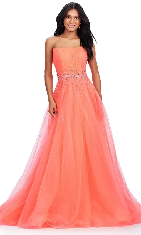 Hot Trends Ashley Lauren 11597 - Strapless Glitter Tulle Prom Gown