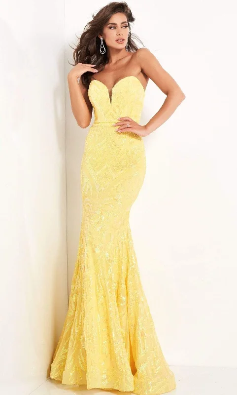 Trendy Boutique Online Jovani - 03445 Strapless Plunging Sweetheart Neck Sequin Gown