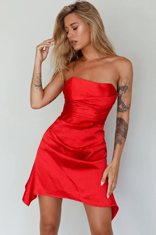 The Good Stuff Tamia Strapless Mini Dress Cherry