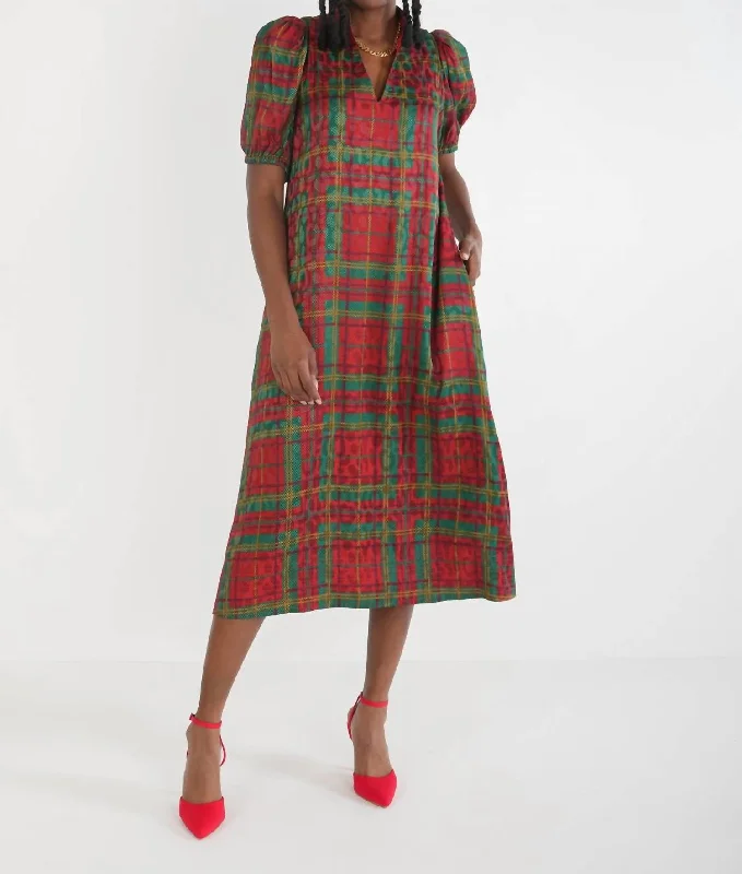 High-Quality Women’s Fashion Dresses Hampton Midi Dress In Tartan Cheetah