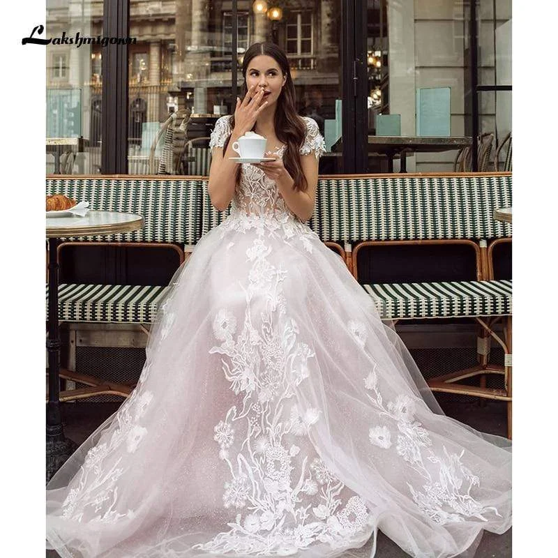 From Casual To Classy Roycebridal Romantic Shiny tulle Pink Tulle Wedding Dresses