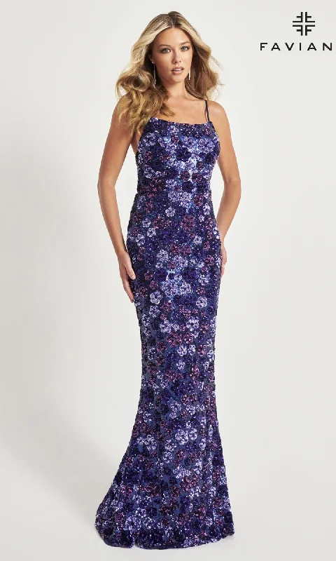 Style Without Limits Faviana Long Floral-Sequin Prom Dress 11037