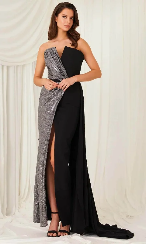 Unleash Your Fashion MNM Couture N0532A - Strapless Two Toned Evening Gown