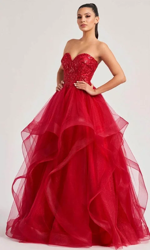 Seasonal Clearance Colette By Daphne CL8290 - Strapless Tiered Prom Gown