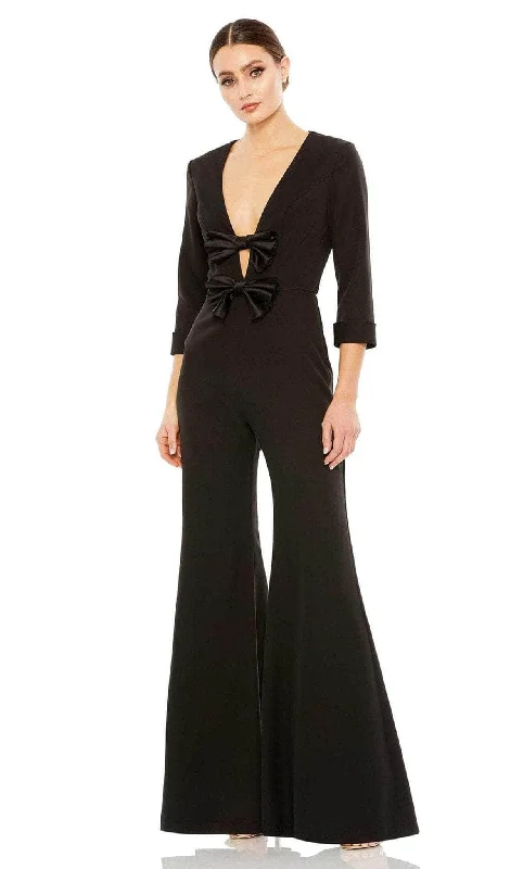 Women Clothes Ieena Duggal A27033 - Bow Detailed Quarter Sleeve Jumpsuit