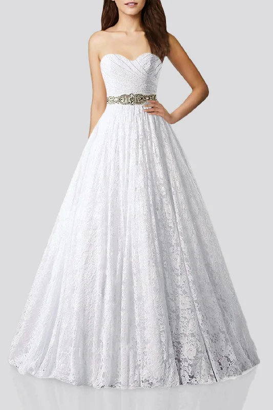 Exclusive Online Sale A-line Sweetheart Lace Wedding Dresses with Belt BO8