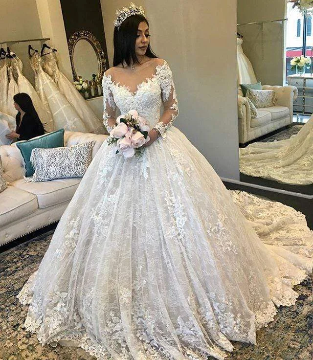 Women’s Outerwear for All Weather Conditions Roycebridal Puffy Long Sleeves Ball Gown Wedding Dresses