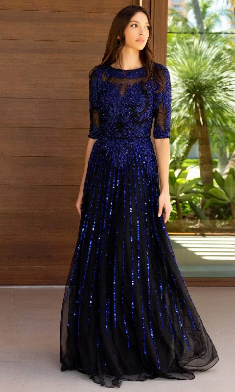 Evening Elegance Primavera Couture 13120 - Quarter Sleeve Embellished Prom Gown