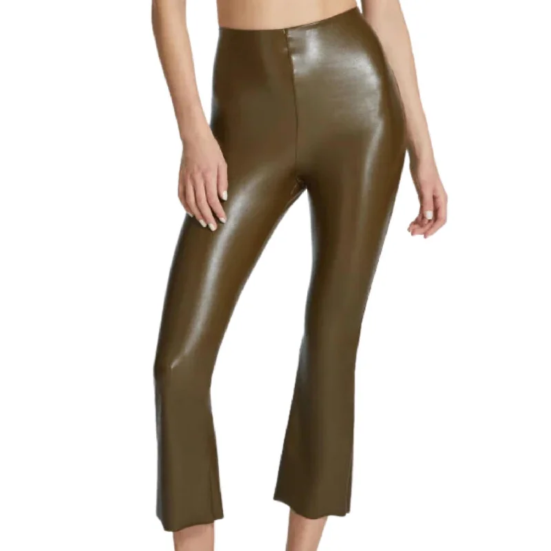 New Season Fashion Preview Sale Faux Leather Cropped Flare Pants In Cadet