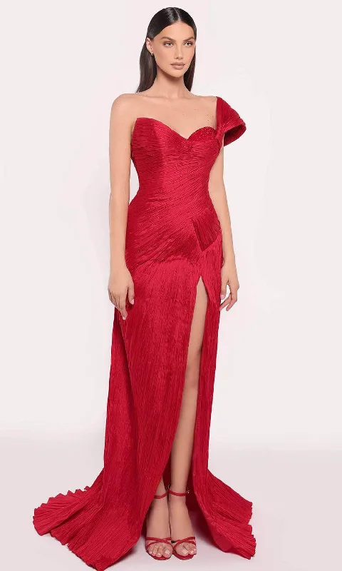 Online Shopping Boutiques Tarik Ediz 98767 - Shirred Gown with Slit