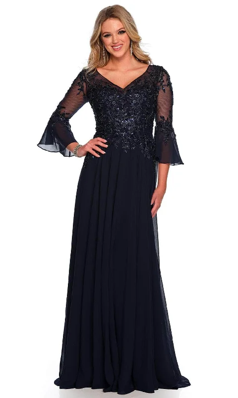 New In This Season Dave & Johnny 11602 - Embroidered Bell Sleeve Prom Gown