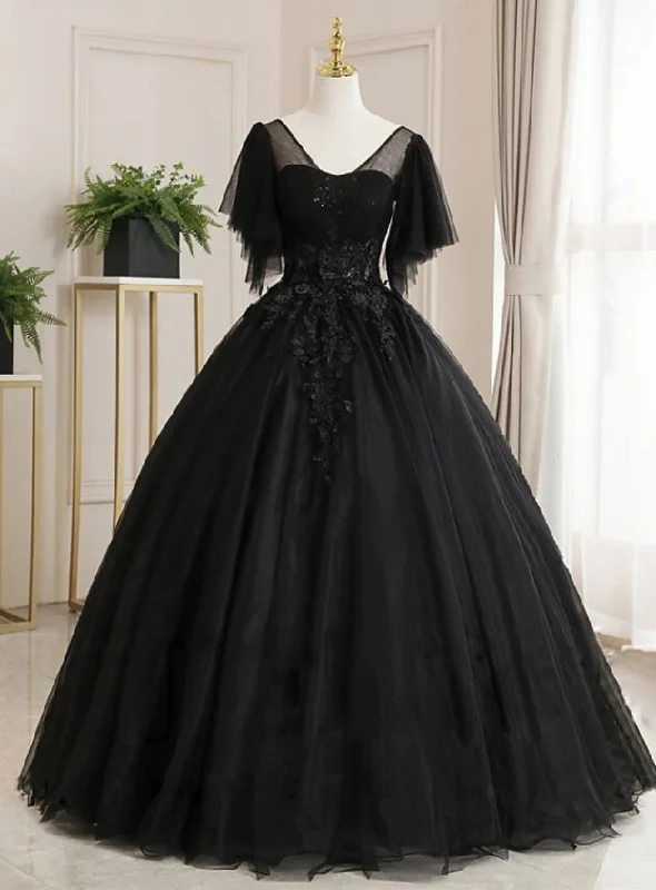 New Styles Just In Ball Gown Luxurious Floral Quinceanera Prom Dress Scoop Neck Short Sleeve Floor Length Tulle with Pleats Embroidery Y1478