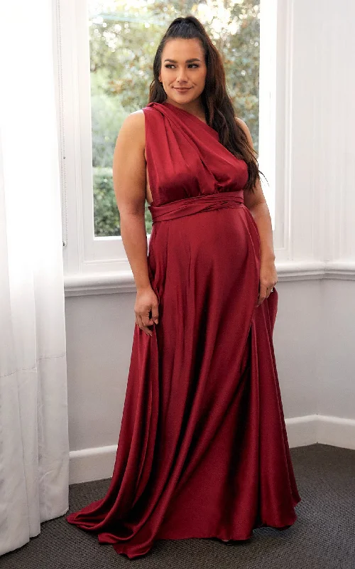 City Fashion Roman Multiway Maxi Dress - Burgundy Wine