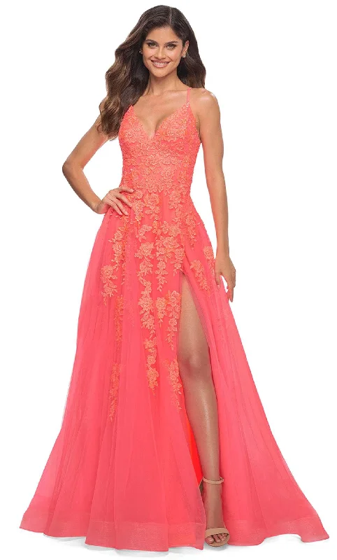 Comfort First Women's Wear La Femme 30637 - Embroidered Tulle A-line Gown