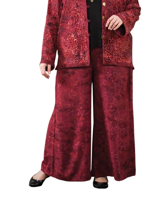 Clothing Woman Maggie Palazzo Pants - Plus In Red Batik