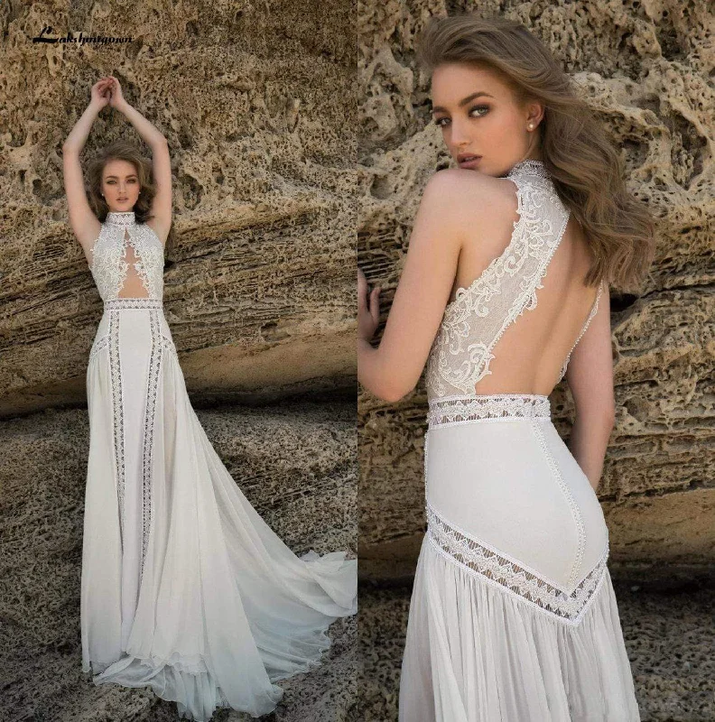 Seize Bargains Roycebridal Romantic Mermaid Wedding Dresses High Neck Lace Applique