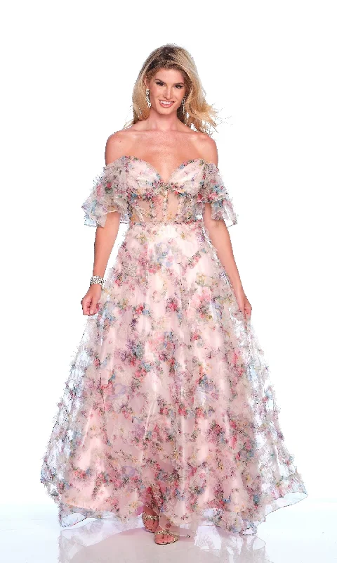 Flash Sale Pink Floral Prom Dress: Dave & Johnny 11784