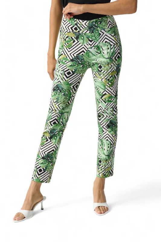 Flash Sale Starts Palm Print Capris Pant In Vanilla/multi